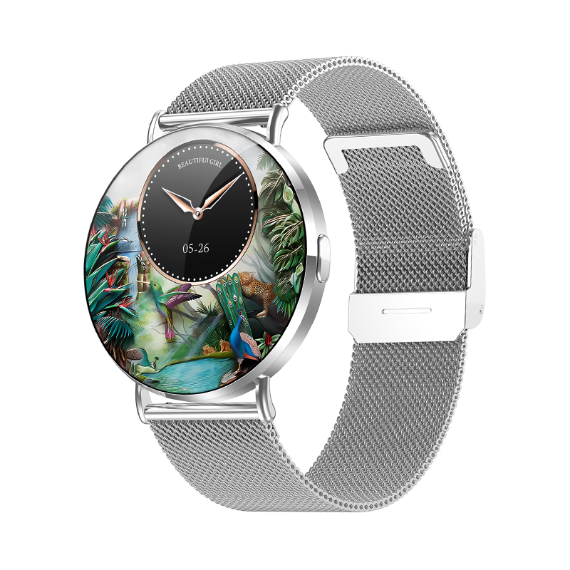 Wolf Alpha Diamond Smart Watch - silver, oblique front view