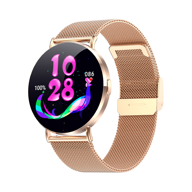Wolf Alpha Diamond Smart Watch - gold, oblique front view