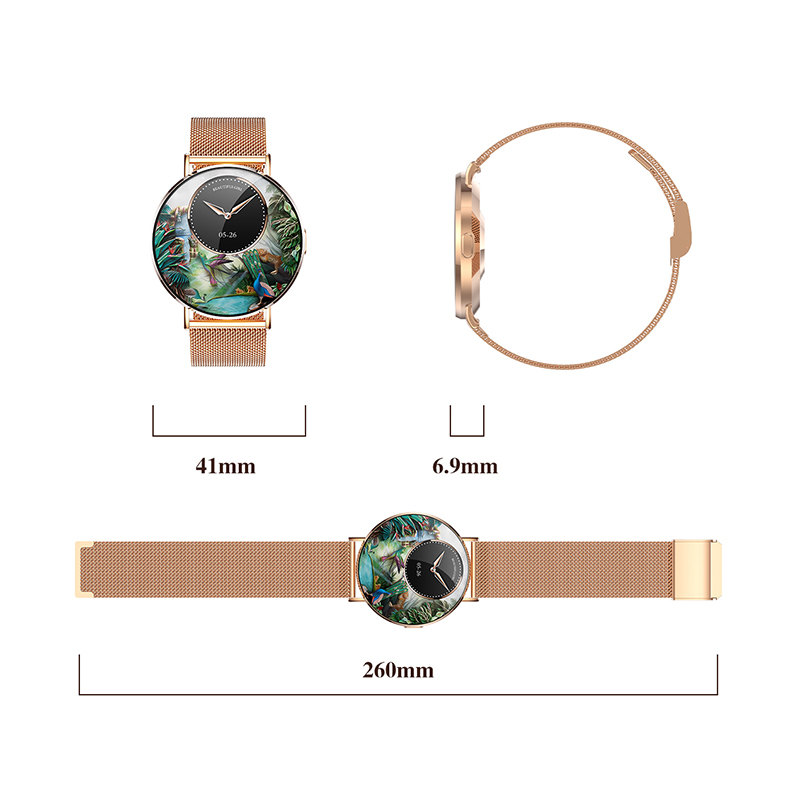Wolf Alpha Diamond Smart Watch - gold, size measurement view