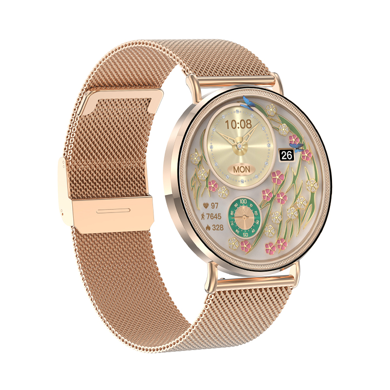 Wolf Alpha Diamond Smart Watch - gold, side view