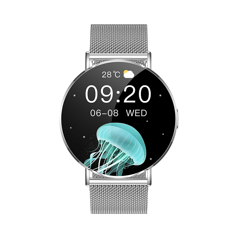 Wolf Alpha Diamond Smart Watch - silver, front view