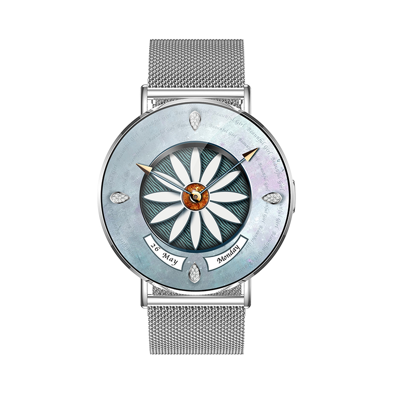 Wolf Alpha Diamond Smart Watch - silver, front view