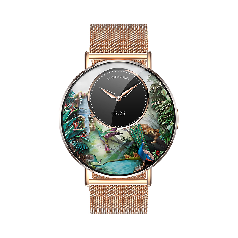 Wolf Alpha Diamond Smart Watch - gold, front view