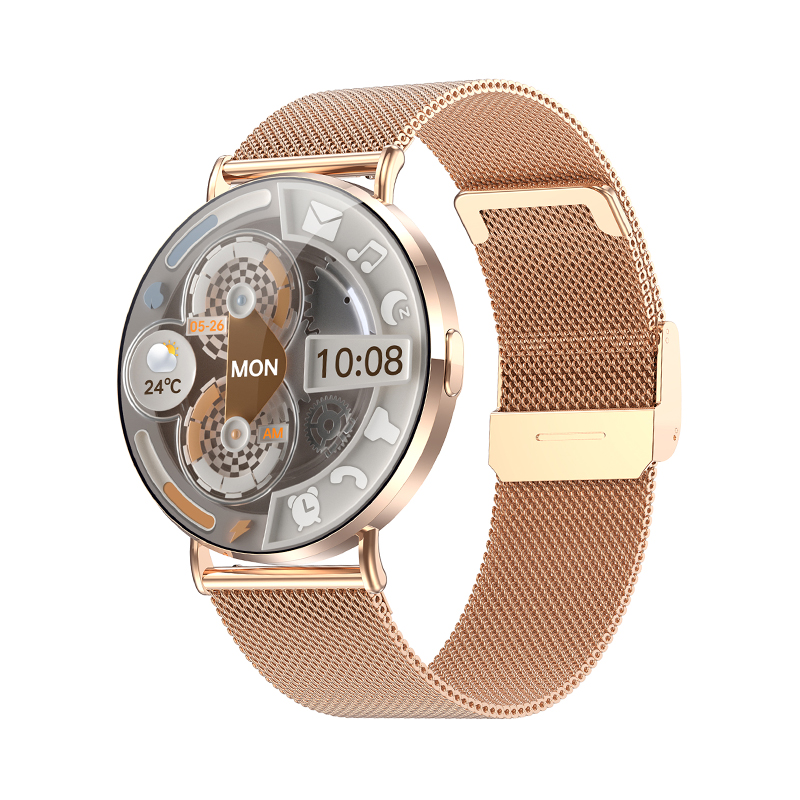 Wolf Alpha Diamond Smart Watch - gold, oblique front view