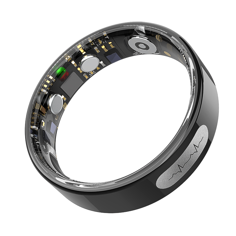 Wolf Sentinel ECG Smart Ring - black, top view