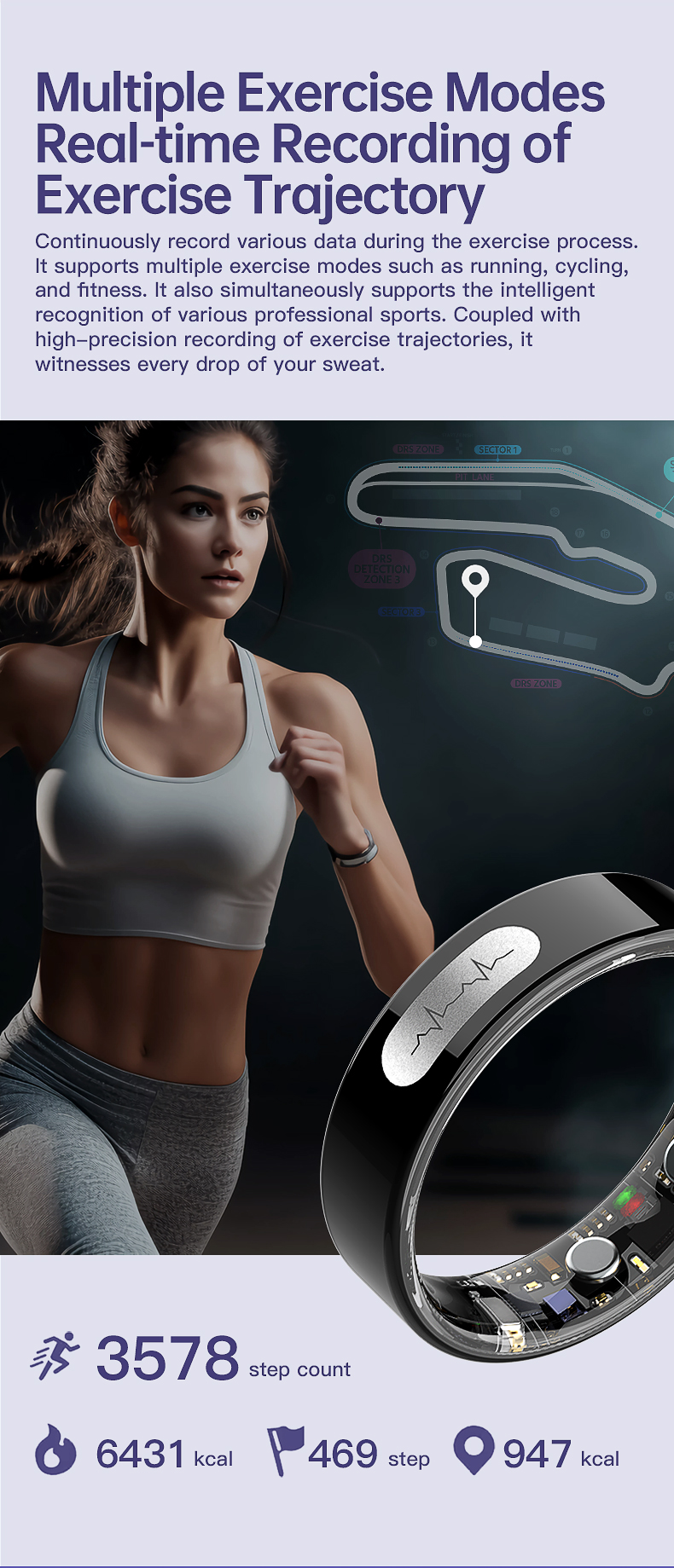 Wolf Sentinel ECG Smart Ring - exercise modes view