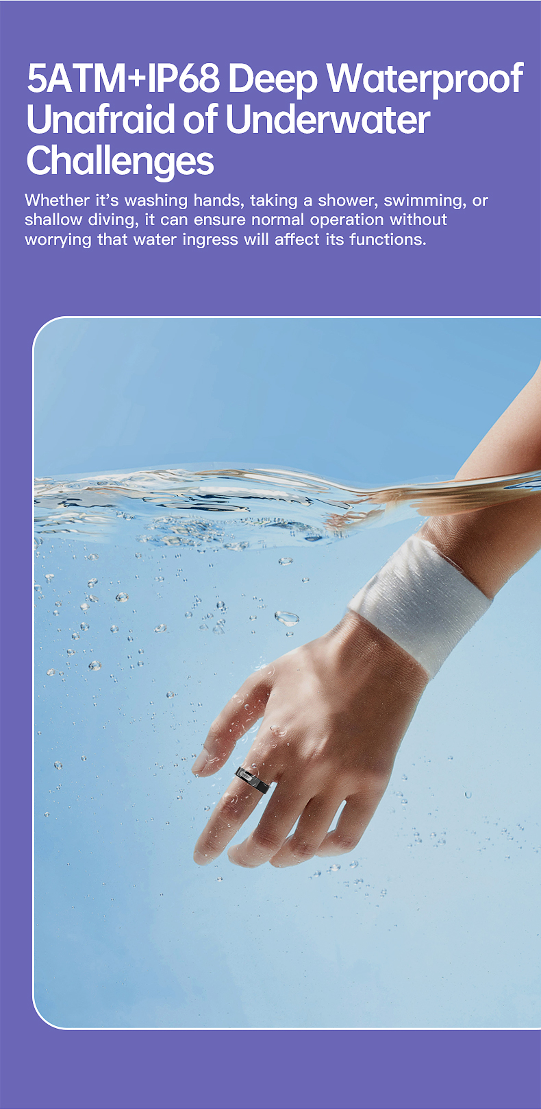 Wolf Sentinel ECG Smart Ring - waterproof information view