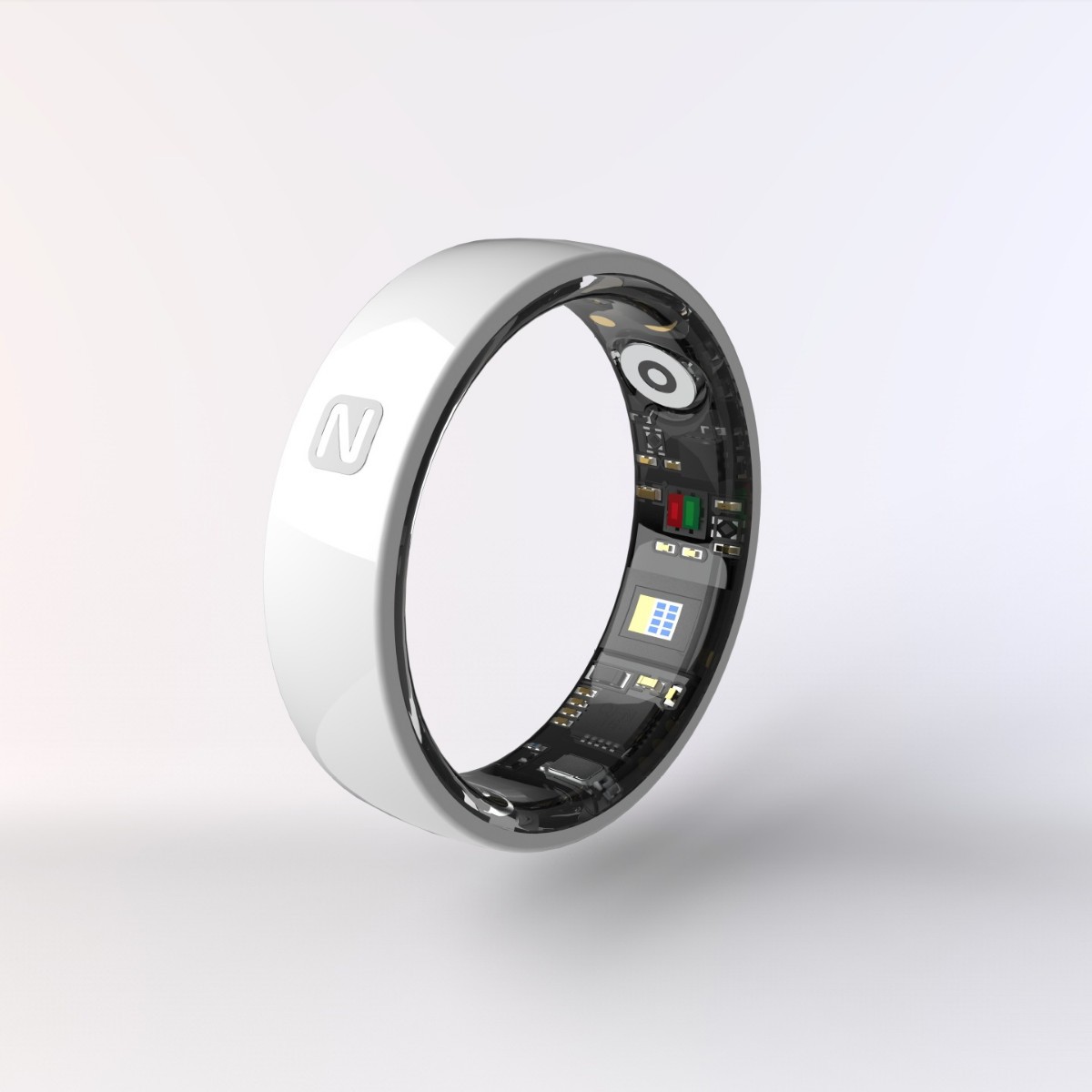 Wolf Omega Spirit Smart Ring - white, oblique view