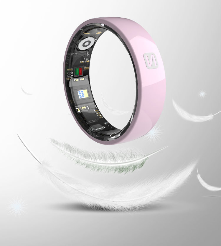 Wolf Omega Spirit Smart Ring - pink light feature