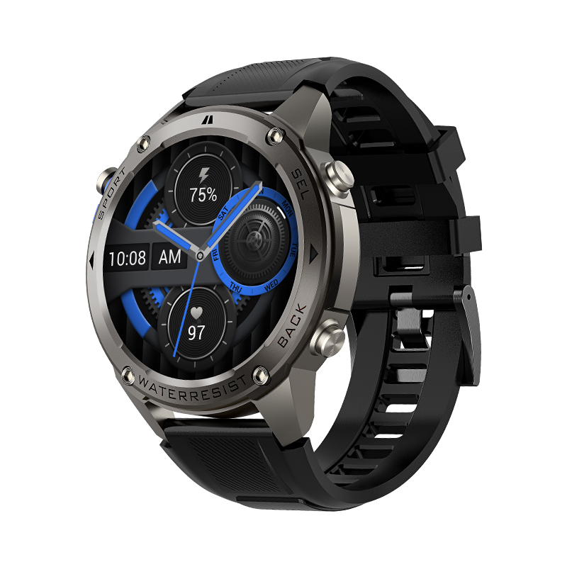 Wolf Alpha Warrior Smart Watch - black, oblique front view