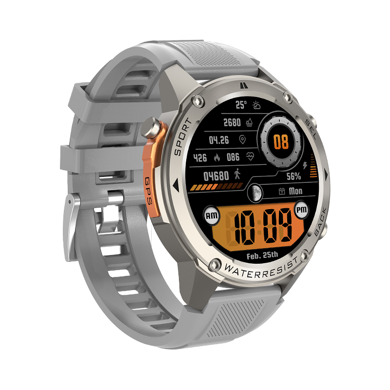 Wolf Alpha Warrior Smart Watch - gray, oblique front view