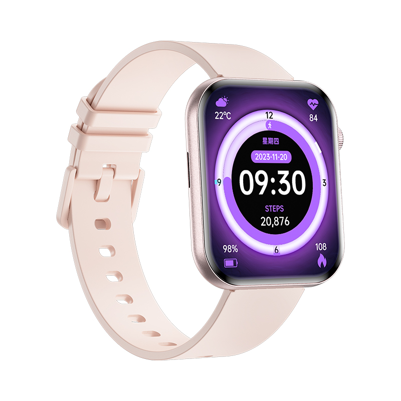 Wolf Beta Sirius Smart Watch - pink silicone, oblique front view