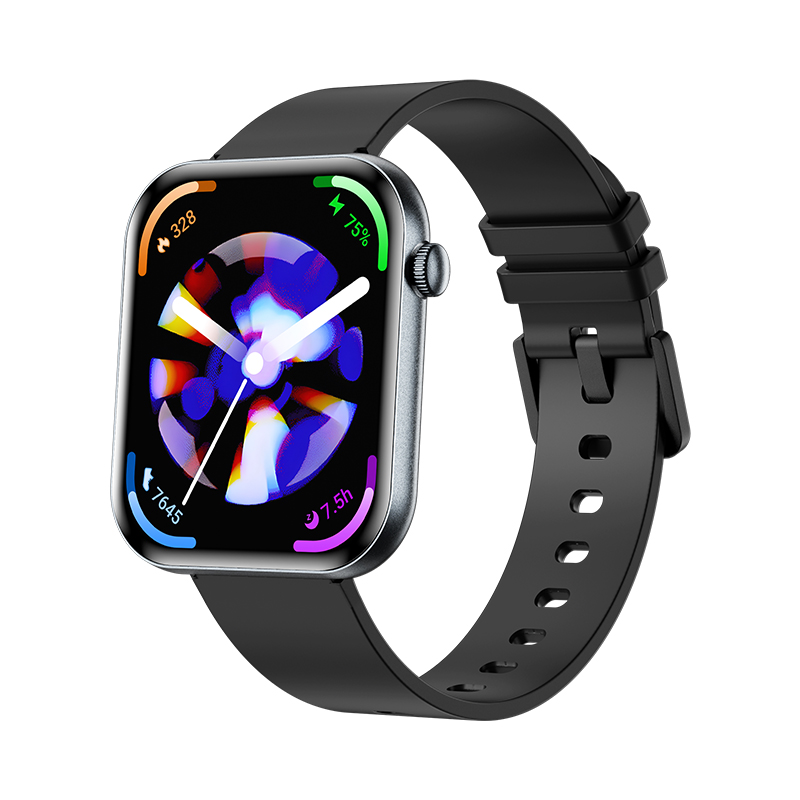 Wolf Beta Sirius Smart Watch - black silicone, side view