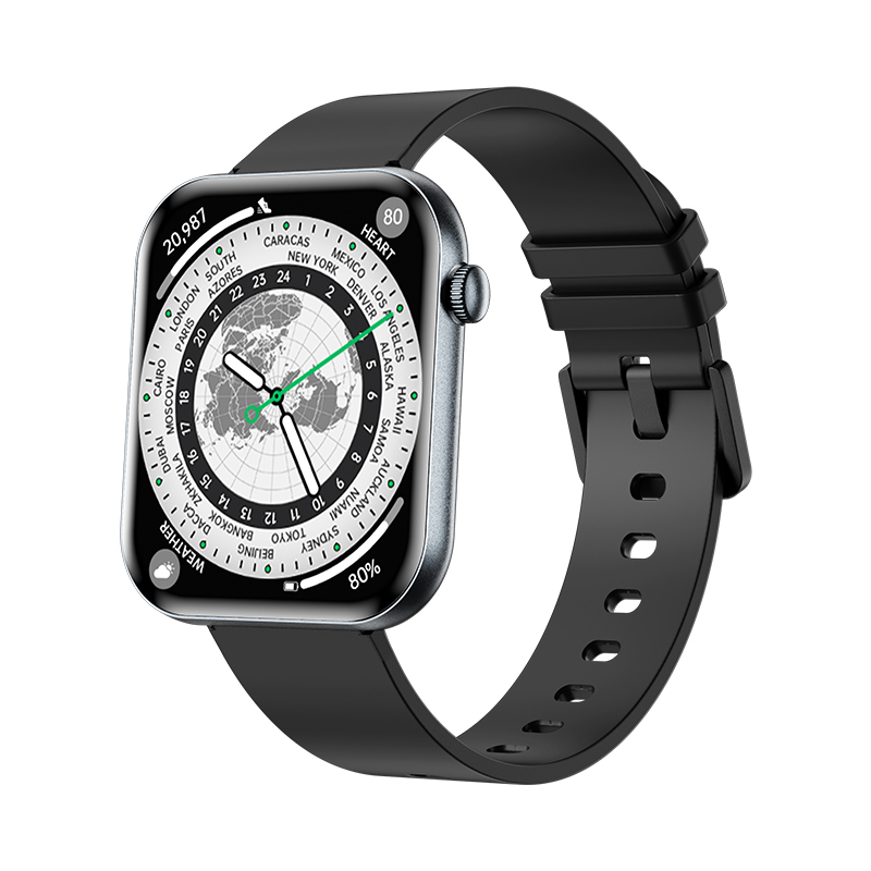 Wolf Beta Sirius Smart Watch - black silicone, front view